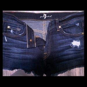 7 for all mankind distressed denim shorts